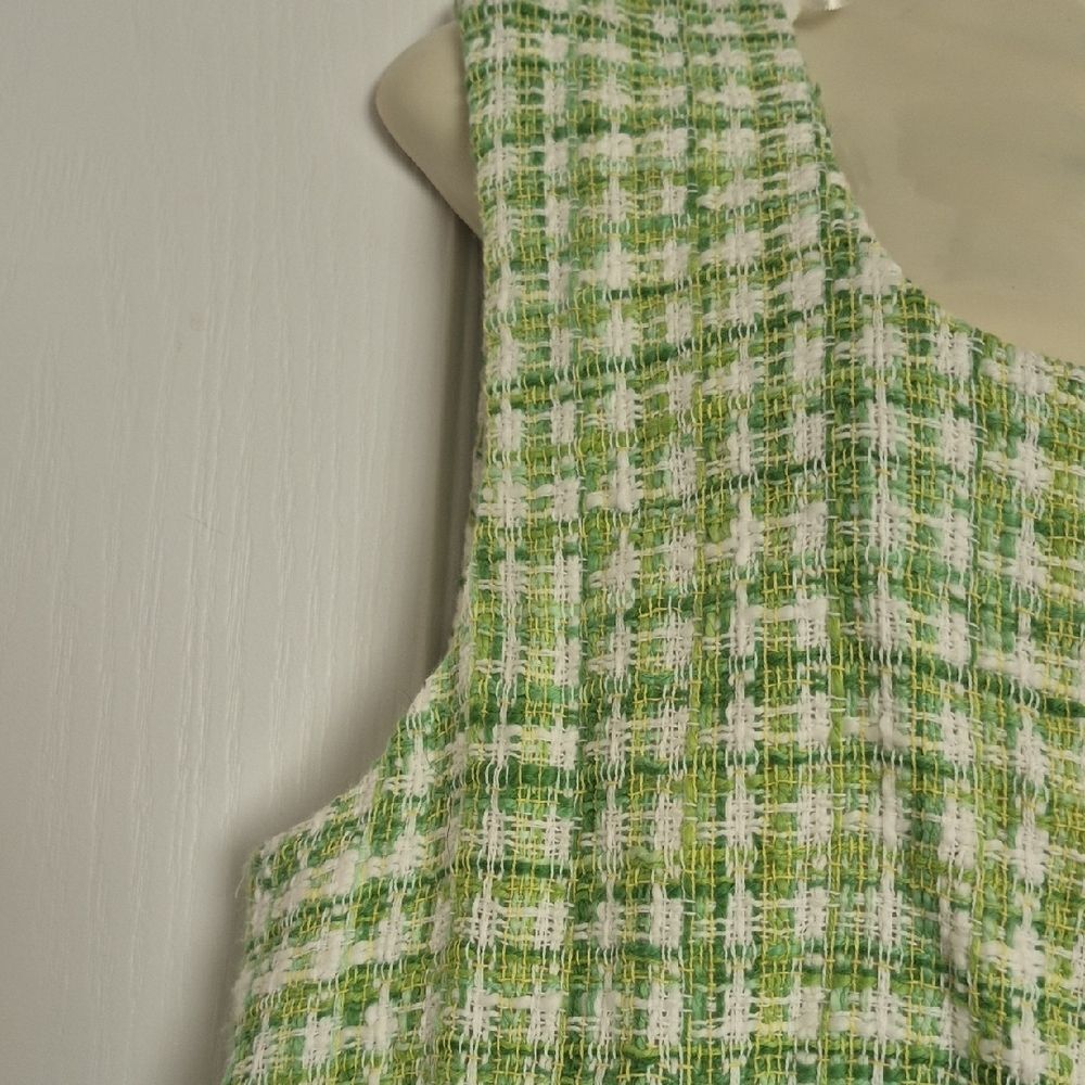 Zara Green and White Tweed Buttoned Blouse - Picture 5 of 16